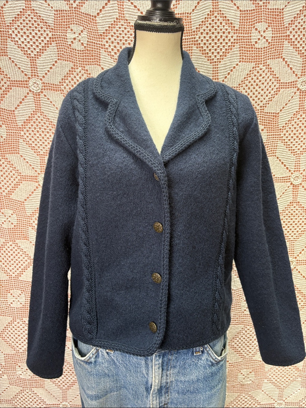 Vintage Bellessa 100% Wool Knit Jacket